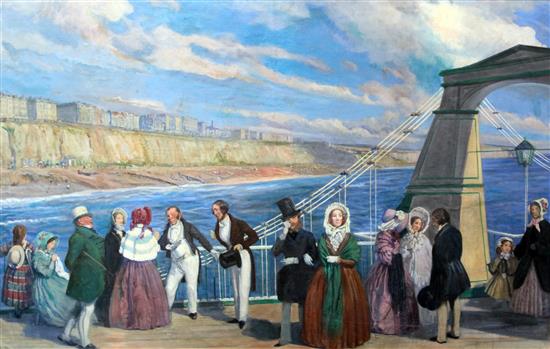 English School Victorians promenading on the Chain Pier, Brighton 36 x 55in.